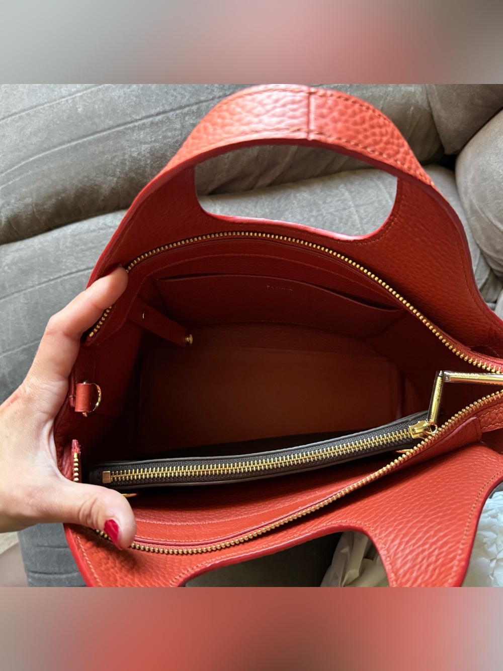 NWOT Handpainted Cuyana Small System Zipper Tote in Rioja + System Zip Pouch - Picture 11 of 16